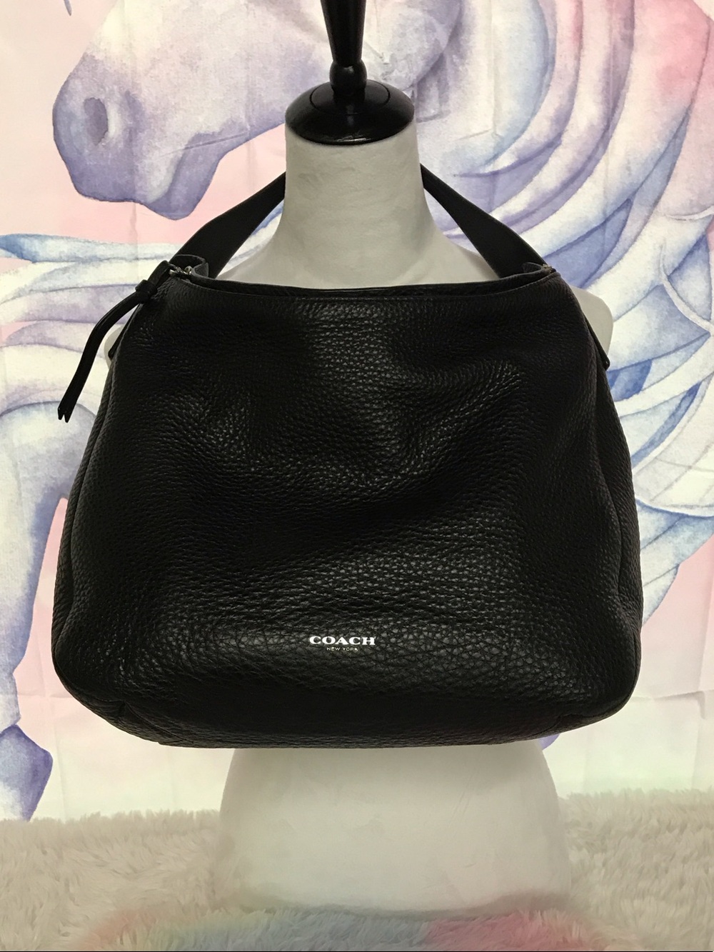 Coach Black Pebbled Leather Shoulder Bag